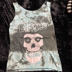 Misfits Tie-Dye Tank Top - Light Blue and Gray